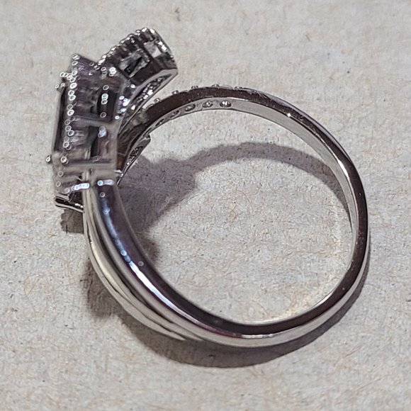 Silver color multi-layer clear black CZ zircon ring - Picture 4 of 6